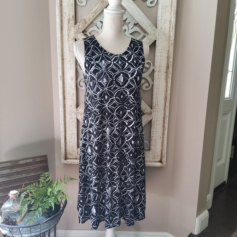 Architect 90s Grunge Geometric Print Sleeveless A-Line Shift Midi Dress Small